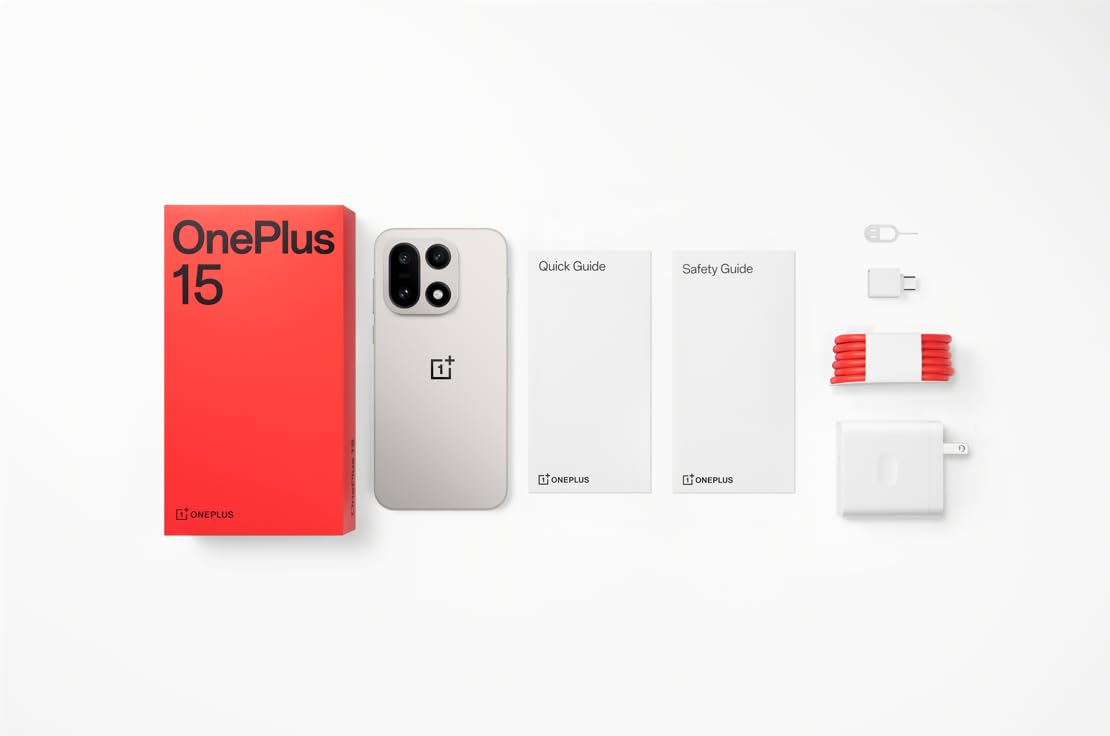 OnePlus 15, 16GB RAM + 512GB Storage, Dual-SIM, Unlocked Android Smartphone, Snapdragon 8 Elite Gen 5, 7300mAh Battery, Sand Storm