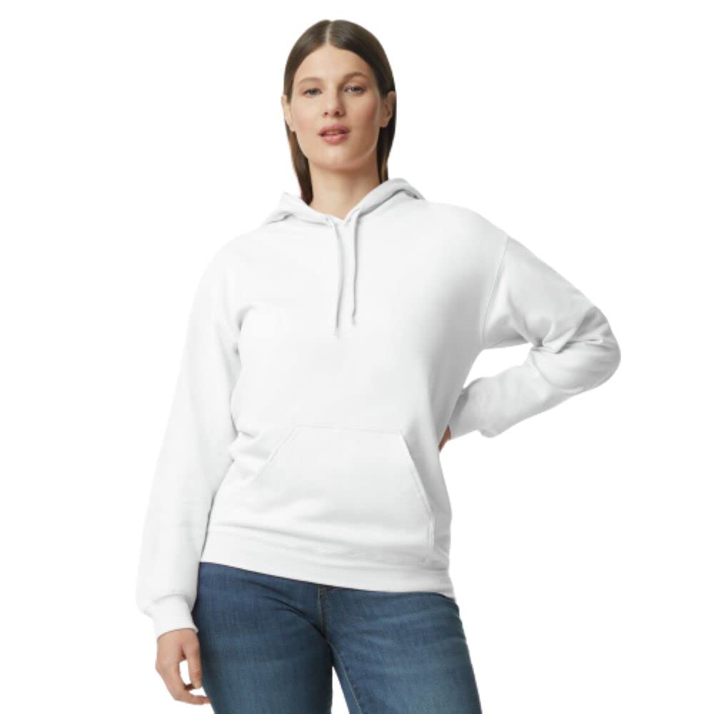 Gildan Adult SoftStyle Hoodie Sweatshirt, Style GSF500, White, Medium
