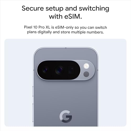 Google Pixel 10 Pro XL - Unlocked Android Smartphone - Gemini AI Assistant, Triple Rear Camera System, Fast-Charging 24+ Hour Battery, and 6.8" Super Actua Display - Obsidian - 256 GB (2025 Model)