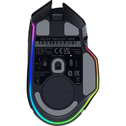 Razer Basilisk V3 Pro Wireless Gaming Mouse, HyperScroll Tilt Wheel, 30K DPI Sensor, Gen-3 Optical Switches, 13-Zone Chroma RGB, 13 Programmable Controls, 3 Connection Modes, Black