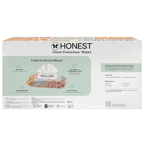 The Honest Company Hypoallergenic Multi-Use Baby Wipes for Sensitive Skin, Sunburst, 864 Count