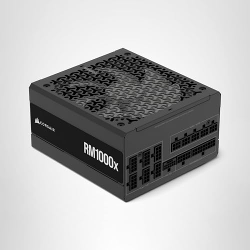 CORSAIR RM1000x ATX 3.1 PCIe 5.1 Ready Fully Modular 1000W Power Supply – Low-Noise, Cybenetics Gold Efficiency, Native 12V-2x6 Connector – Black