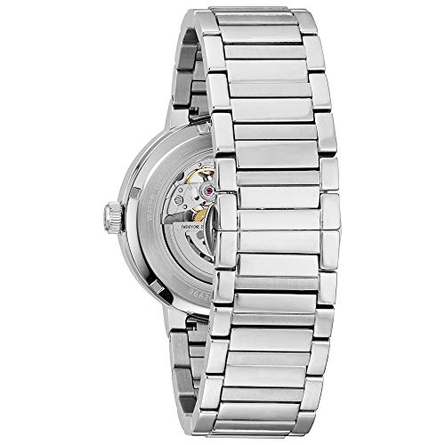 Bulova Men's Modern Stainless Steel 3-Hand Automatic Watch, Blue Skeleton Dial Style: 96A204