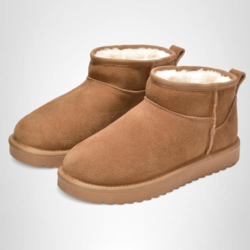 Project Cloud 100% Genuine Leather Ankle Boots for Women - Water Resistant with Memory Foam Insole Winter Boots for Women - Trending Shoes & Comfortable Women's Ankle Boots (Hippy, Chestnut, 8.5)
