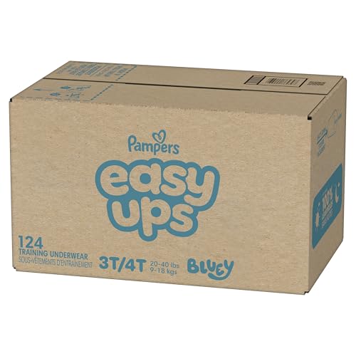 Pampers Training Pants - Easy Ups Boys & Girls Bluey - Size 3T-4T, 124 Count, Children's Potty Underwear (Packaging May Vary)