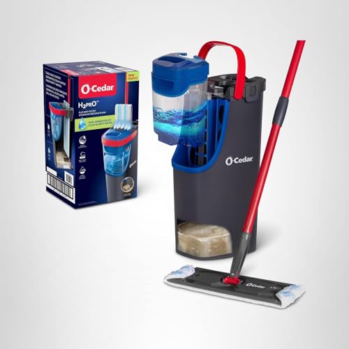 O-Cedar H2prO Flat Mop System | Quick Cleaning Tool | Clean with Clean Water | Machine Washable Reusable Microfiber Mop Pad | Safe on Wood Floors, Vinyl, Tile, Baseboards, Walls