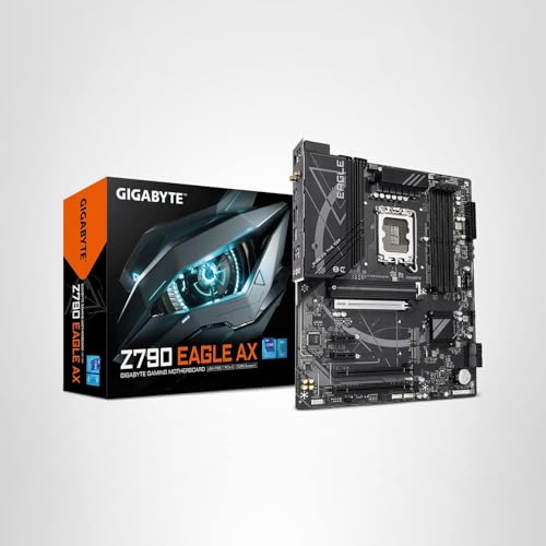GIGABYTE Z790 Eagle AX LGA 1700 ATX Motherboard, Support Intel Core 14th/13th/12th Gen, DDR5, 12+1+1 Power Phase, 3X M.2, PCIe 5.0, USB-C 3.2, WIFI6E, 2.5GbE, Q-Flash, EZ-Latch, RGB Fusion