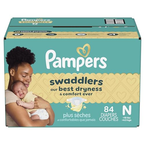 Pampers Swaddlers Diapers, Size 0 (up to 10 lbs), 84 Count, Absorbent, Keeps Baby Dry and Comfortable, Skin Safe Disposable Baby Diaper (Packaging May Vary)