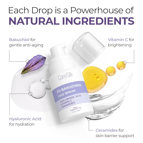 Bakuchiol Face Serum - Natural Retinol Alternative Extract - Renewal Facial Moisturizer - Vitamin C Pure Vegan Treatment - Para Las Arrugas