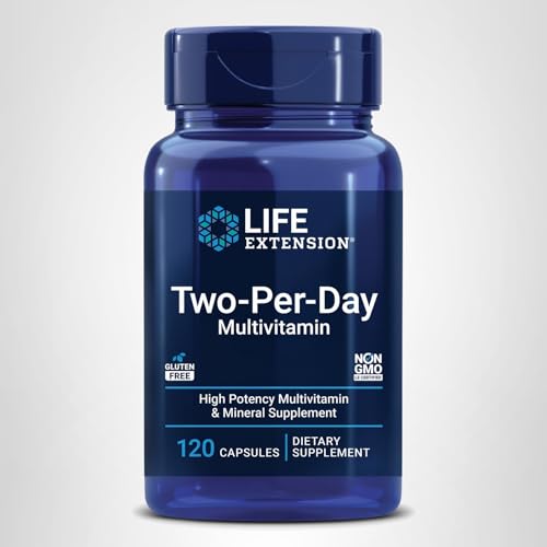 Life Extension Two-Per-Day Multivitamin, Vitamins B, C, D, zinc, Packed with Over 25 Vitamins, Minerals & extracts, Two-Month Supply, Non-GMO, Gluten-Free, 120 Capsules