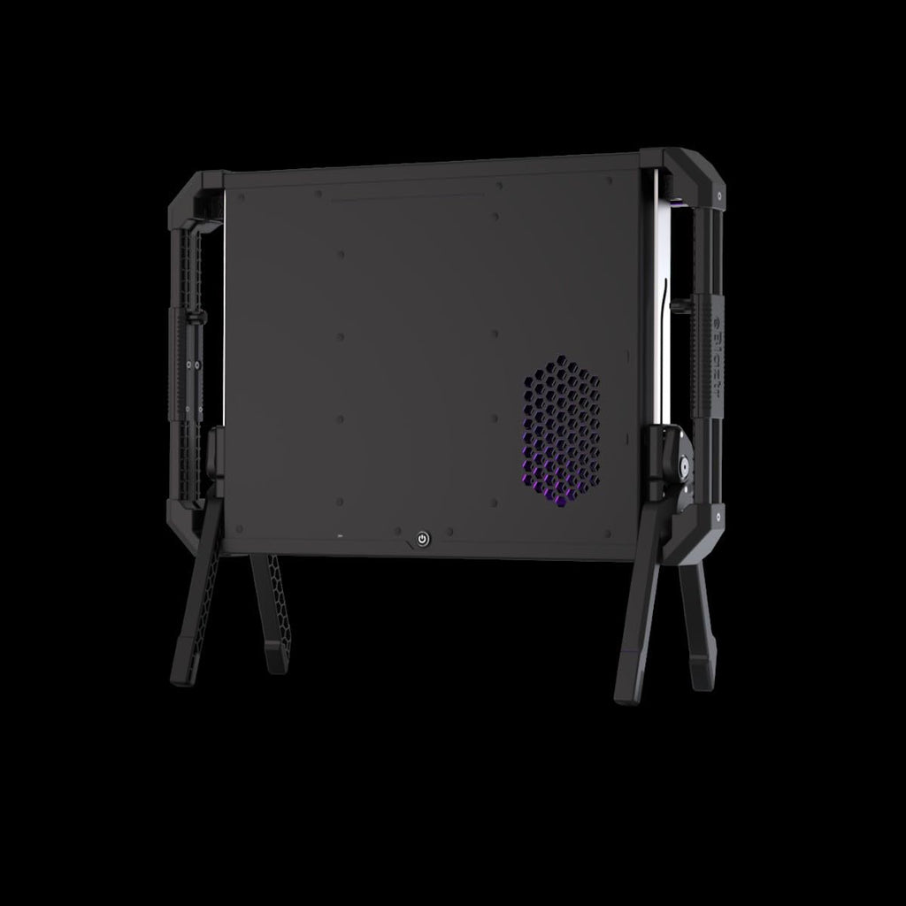 eBlaztr ITX PC Case, Matte Black Aluminum, All-in-One PC Case with PCIe 4.0 Riser Cable, DP Ribbon Cable, Patented Leg System