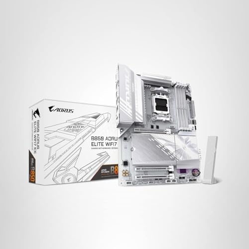 GIGABYTE B850 AORUS Elite WIFI7 ICE AMD AM5 ATX Motherboard, Support AMD Ryzen 9000/8000/7000 Series, DDR5, 14+2+2 Power Phase, 3X M.2, PCIe 5.0, USB-C, WIFI7, 2.5GbE LAN, EZ-Latch, 5-Year Warranty