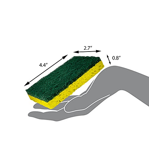 Amazon Basics Heavy Duty Scrub Sponges, Dual-Sided Design, Yellow/Green, 6-Pack