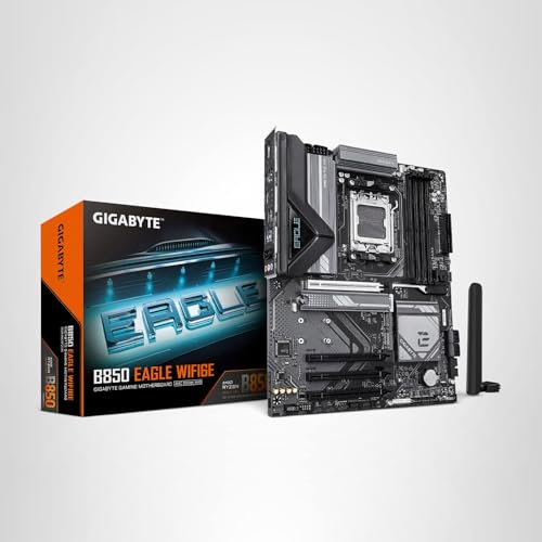 GIGABYTE B850 Eagle WIFI6E AMD AM5 ATX Motherboard, Support AMD Ryzen 9000/8000/7000 Series, DDR5, 8+2+2 Power Phase, 3X M.2, PCIe 5.0, USB-C, WIFI6E, GbE LAN, EZ-Latch, 5-Year Warranty
