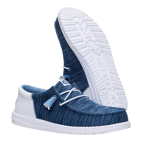 HEYDUDE Men's Wally Funk Craft Mesh Slip On Shoe, Navy Size 11 | Lightweight Casual Loafer