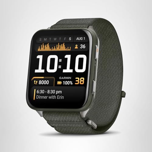Garmin® Venu® X1, Thin and Lightweight GPS Smartwatch, AMOLED Display, Advanced Health and Fitness Features, Moss with Titanium Caseback and Moss ComfortFit Nylon Band