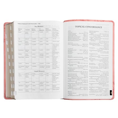 KJV Holy Bible, Giant Print with Cross-References, Soft Pink LeatherTouch with Floral Cover Design, Thumb Index, Ribbon Marker, Red Letter, Full-Color Maps, Easy-to-Read MCM Type, King James Version