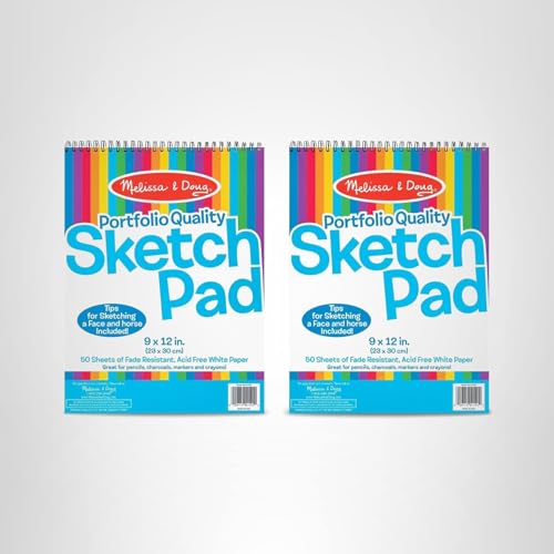 Melissa & Doug Drawing Paper, Sketch Pad, 2-Pack Bundle for Coloring, Writing or Painting (9 x 12 inches) - 50 Sheets Each, Kids Drawing Pad & Art Supplies for Kids Ages 3+ - FSC Certified