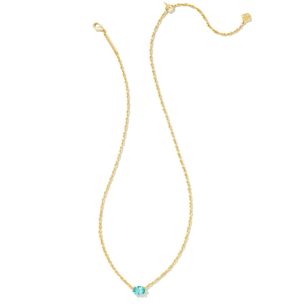 Kendra Scott Cailin 14k Gold-Plated Brass Pendant Necklace in Aqua Crystal, Fashion Jewelry For Women