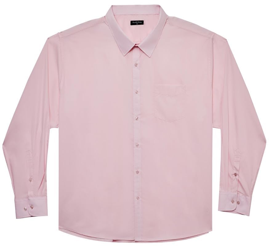 Double Pump Big and Tall Dress Shirts for Men Long Sleeve Business Casual Solid Button Down Shirts from XXL(T) to 6XL(T)(S303,XXLT)