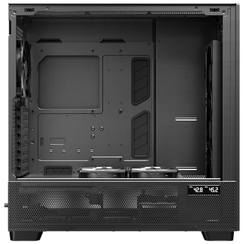 Antec Flux Pro, 6 x PWM Fans Included, High-Airflow Front Panel with Walnut Wood, iShift PSU 90° Mount, USB3.0 x 2, Type-C, 420mm Radiator Support, Temp. Display, Full-Tower E-ATX PC Case