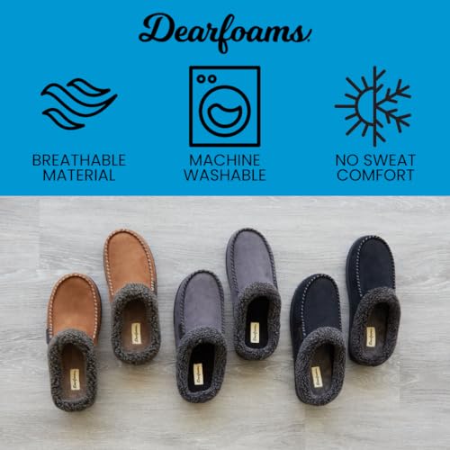 Dearfoams Men's Indoor/Outdoor Breathable Memory Foam Clog Offered in Wide Widths, Chestnut, Medium