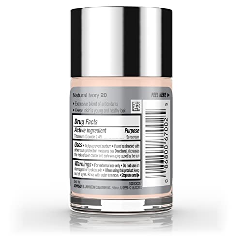 Neutrogena Healthy Skin Liquid Foundation Makeup with Broad Spectrum SPF 20 Sunscreen, Lightweight, Medium Coverage Makeup with Sunscreen and Pro-Vitamin B5, Natural Ivory 20, 1 fl. oz