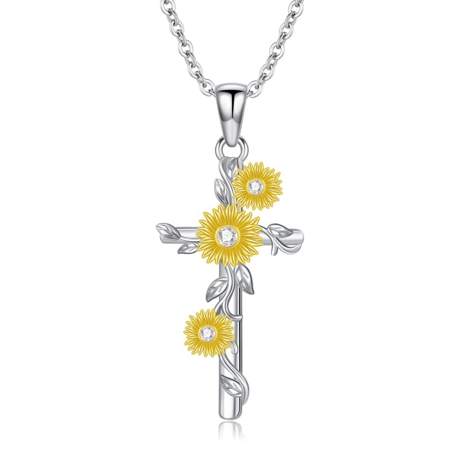 PYTALI Diamond Sunflower Necklace for Women S925 Sterling Silver Lab Grown Diamond Sunflower Necklace Jewelry Gift for Women