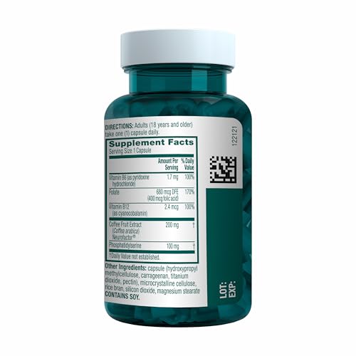NEURIVA Plus Brain Supplement for Memory and Focus Clinically Tested Nootropics for Concentration for Mental Clarity, Cognitive Enhancement Vitamins B6, B12, Phosphatidylserine 30 Capsules