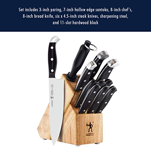 HENCKELS Statement Premium Quality 12-Piece Knife Set with Block, Razor-Sharp, German Engineered Informed by 100+ Years of Mastery, Lightweight and Strong, Dishwasher Safe, Natural