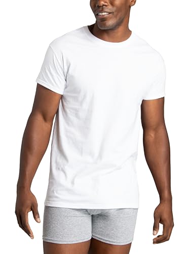 Fruit of the Loom mens Stay Tucked Crew T-shirt Underwear, Classic Fit - White 6 Pack, XX-Large US