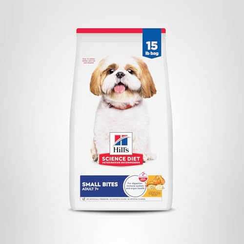 Hill's Science Diet Adult 7+, Senior Adult 7+ Premium Nutrition, Small Kibble, Dry Dog Food, Chicken, Brown Rice, & Barley, 15 lb Bag