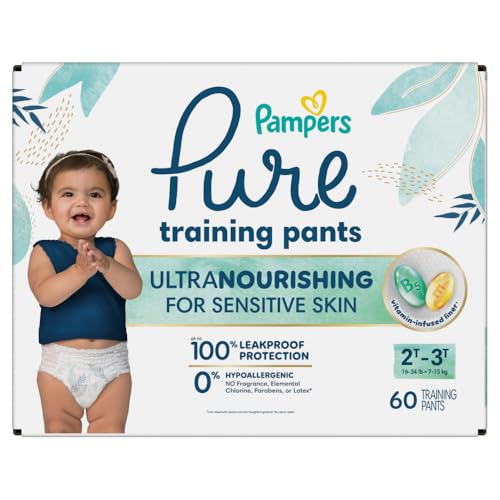 Pampers Pure Protection Training Underwear, Unisex, Size 2T3T, 60 Count, Premium, Hypoallergenic, Soft, Absorbent