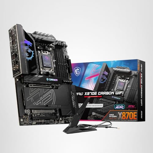 MSI MPG X870E Carbon WiFi Gaming Motherboard (AMD Ryzen 9000/8000/7000 Series Processors, AM5, DDR5, PCIe 5.0, M.2 Gen5, SATA 6Gb/s, USB 40Gbps, HDMI, Wi-Fi 7, Bluetooth 5.4, 5Gbps LAN, ATX)
