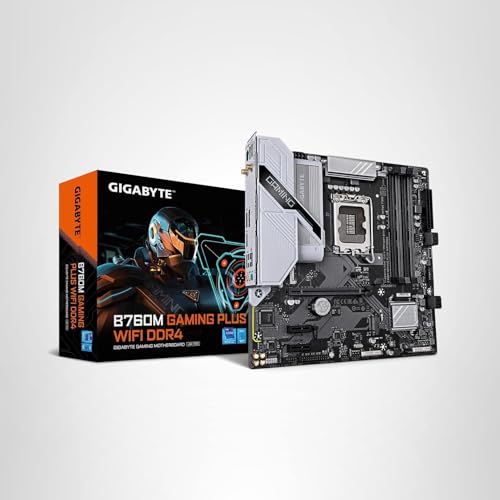 GIGABYTE B760M Gaming Plus WiFi DDR4 Intel LGA 1700 mATX Motherboard, Supports Intel Core 14th/13th/12th Gen, DDR4, 4+1+1 Power Phase, 2X M.2, PCIe 4.0, Front USB-C, WIFI6, GbE LAN, PCIe EZ-Latch