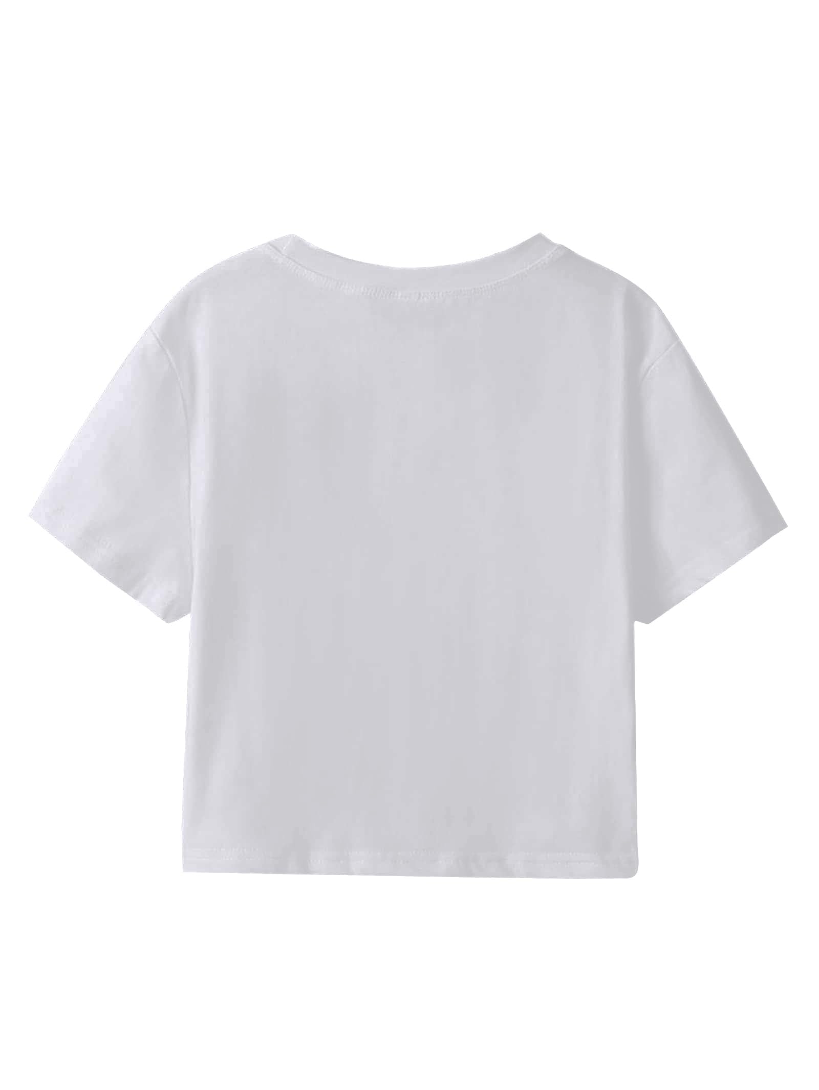 Hilinker Womens Short Sleeve Graphic Crop Tops Vintage Tees Summer Cute T Shirts White Red Strawberry Large