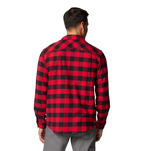 Columbia Men's Bearmouth Springs Roll Up Long Sleeve Flannel Shirt, Mountain Red Buffalo Check, X-Large