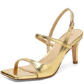 SLXCHBSL Women's Stiletto Heeled Sandals Square Open Toe 3 Inch Thin High Heels Ankle Strap Elegant Heels for Wedding Party Prom or Daily Wear