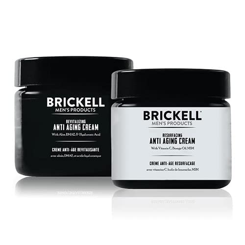 Brickell Men's Day and Night Anti Aging Cream Routine, With Vitamin C, Hyaluronic Acid, and Vitamin E, Scented, Skincare Gift Set