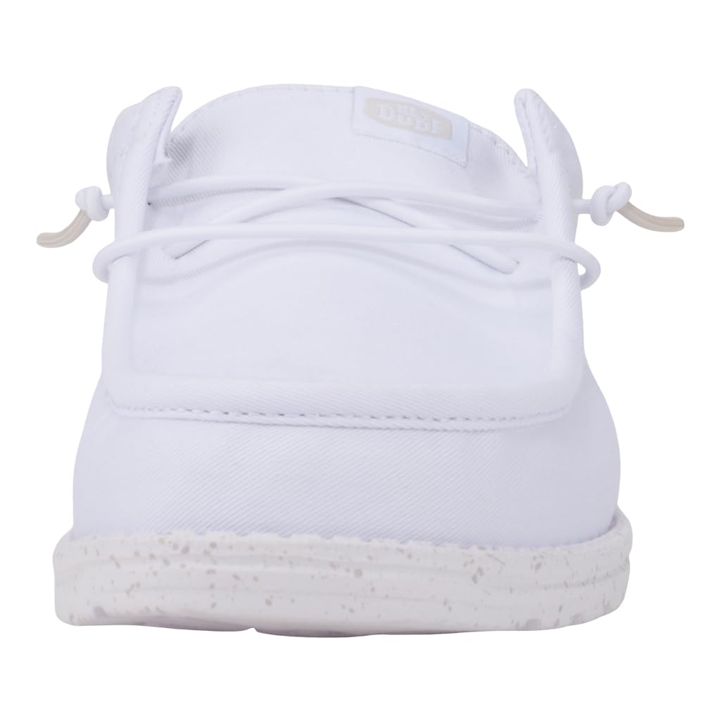 HEYDUDE Men's Wally Slip Stretch Canvas White/White Size 10 | Men's Shoes | Men Slip-on Loafers | Comfortable & Light-Weight