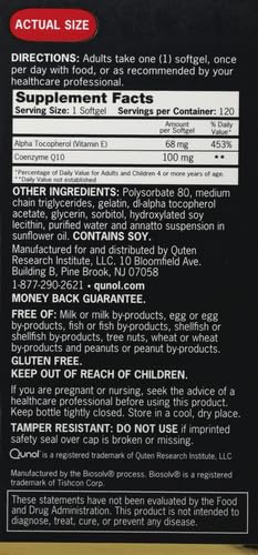 Qunol Ultra CoQ10 100mg, 3x Better Absorption, Patented Water and Fat Soluble Natural Supplement Form of Coenzyme Q10, Antioxidant for Heart Health, 120 Count Softgels