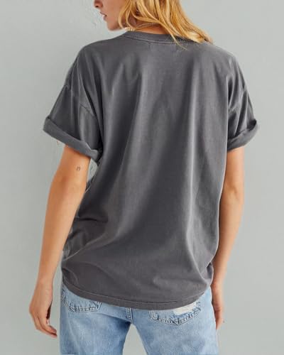 Womens Rose Graphic Tee T Shirt Loose Fit Summer Short Sleeve Casual Boyfriend Crew Neck Tops