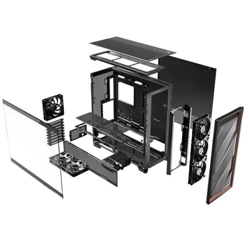 Antec Flux Pro, 6 x PWM Fans Included, High-Airflow Front Panel with Walnut Wood, iShift PSU 90° Mount, USB3.0 x 2, Type-C, 420mm Radiator Support, Temp. Display, Full-Tower E-ATX PC Case