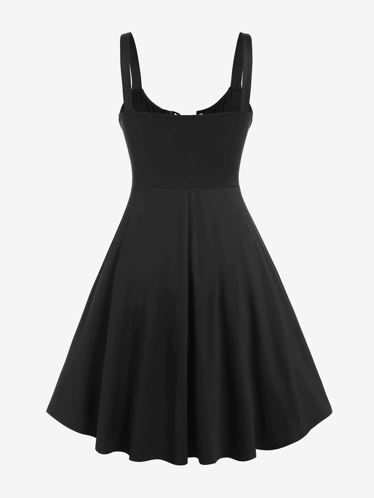 ROSE GAL Womens Plus Size Dresses Sleeveless Wrap V-Neck Gothic Vintage 50S Spaghtti Strap Swing Maxi Dress(Black_25/2X)