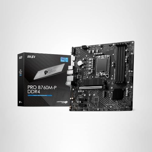 MSI PRO B760M-P DDR4 ProSeries Motherboard (Supports 12th/13th/14th Gen Intel Processors, LGA 1700, DDR4, PCIe 4.0, M.2, USB 3.2 Gen2, HDMI/DP, mATX)