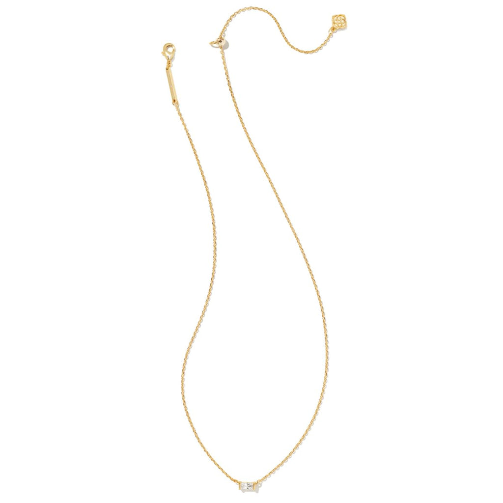 Kendra Scott Juliette 14k Gold-Plated Brass Necklace in White Crystal, Fashion Jewelry For Women
