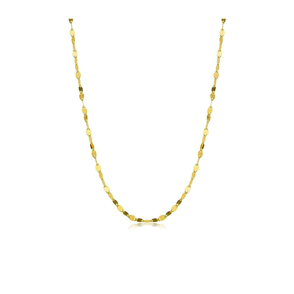 18K Solid Gold Mirror Chain Necklace for Women, 1.7MM Yellow Gold Italian Mirror Link Chain Necklace Christmas Annversary Jewelry Gift for Women 18"