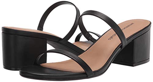Amazon Essentials Women's Thin Two Strap Heeled Slide, Black, 12