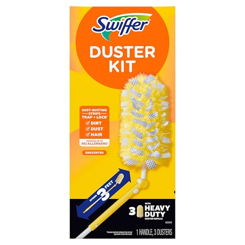 Swiffer Duster Heavy Duty 3 ft Extendable Handle Starter Kit with 3 Refills