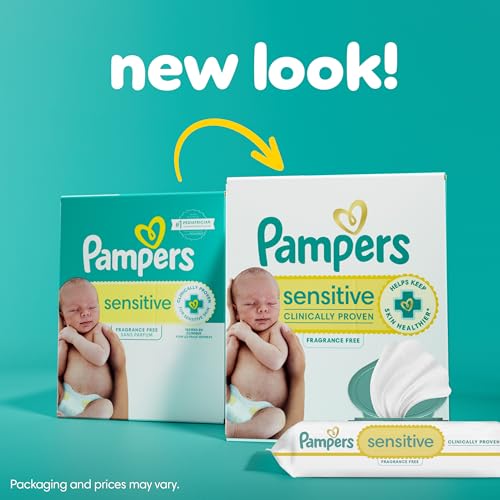 Pampers Swaddlers Disposable Baby Diapers Size 1, 198 Count with Sensitive Water Based Baby Wipes 4X Pop-Top Packs (336 Count)